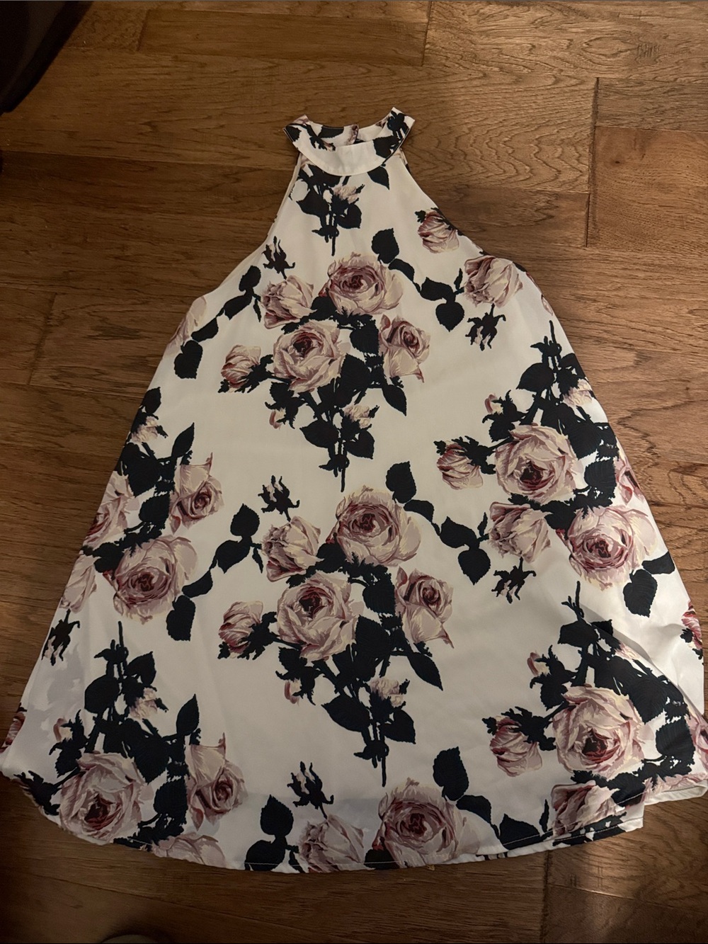 audrey Cream Halter Floral Camisole with Pink Rose Print